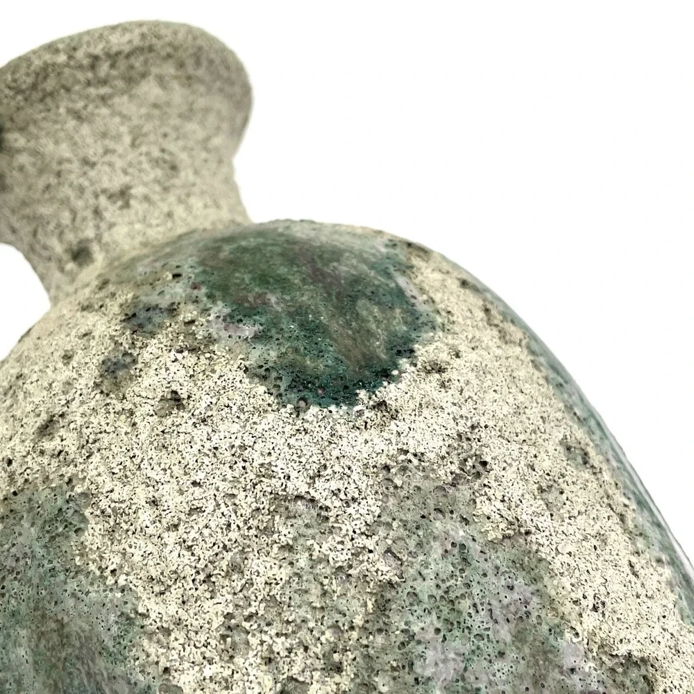 Vintage Studio Pottery Ceramic Vase Brutalist Lava Glaze Hand-Thrown 12.5